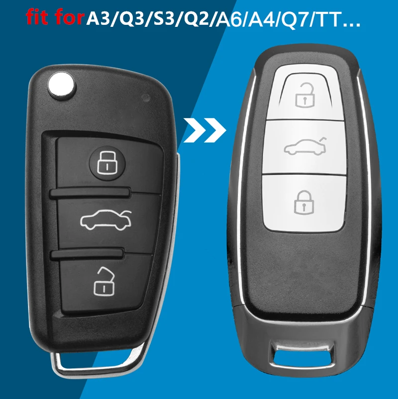 3 Кнопки Автомобиля Модифицированный корпус дистанционного ключа Чехол для дистанционного ключа Автомобиля Audi A3 Q3 S3 Q2 Сменный чехол для смарт-ключа Автомобиля Изображение 0
