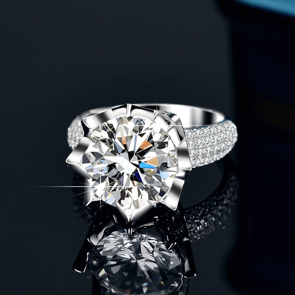 SEMNI Роскошное кольцо с бриллиантом из муассанита 5,0 карат для женщин, мужчин, Стерлингового серебра 925 пробы, Мощная группа, изысканные ювелирные изделия, подарок на День рождения Изображение 3