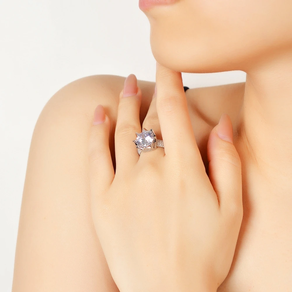 SEMNI Роскошное кольцо с бриллиантом из муассанита 5,0 карат для женщин, мужчин, Стерлингового серебра 925 пробы, Мощная группа, изысканные ювелирные изделия, подарок на День рождения Изображение 4