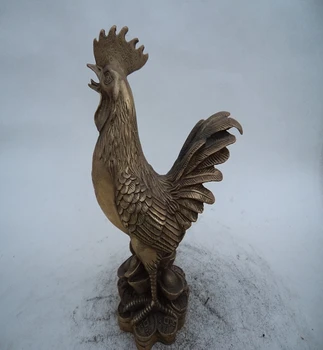Двенадцать зодиакальных цыплят-петухов Чжаокай защищают медные украшения, медно-латунные украшения с предметами фэн-шуй для петушиного искусства  