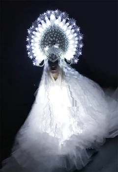 роскошные костюмы Super Queen light up, вечернее платье DS, Светодиодная Светящаяся Маскарадная одежда для Косплея, платье для сценического шоу
